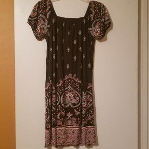 Ann Taylor brown print dress Small Petitie